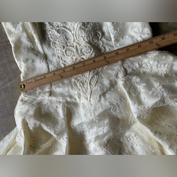 Vtg Jessica McClintock Victorian Edwardian Dress 8 Cottagecore Lace Wedding USA - Picture 8 of 16